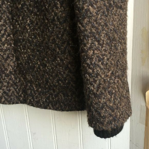Cole Haan Women Brown Tweed Wool Cashmere Mohair Jacket Goat Suede Trim - Size 6 - Picture 11 of 11